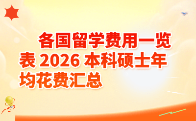 各国留学费用一览表_2026本科硕士年均花费汇总