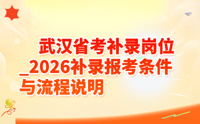 武汉省考补录岗位_2026补录报考条件与流程说明